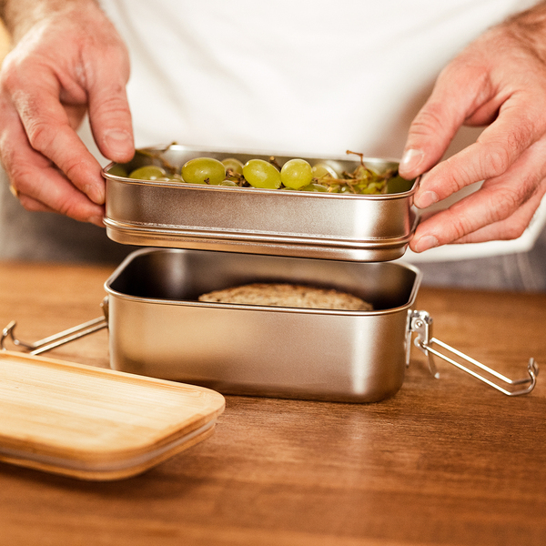 R08209.01 - Double lunch box Alcora 1100 ml, srebrny 